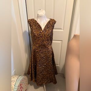 Zac Posen Brown Leopard Print V-Neck Midi Dress nwt size 10 $2390